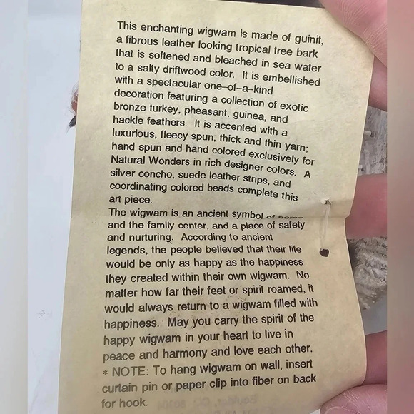 Vintage Natural Wonders Handmade Mini  Native American Indian Teepee Wigwam Fur - Picture 11 of 14